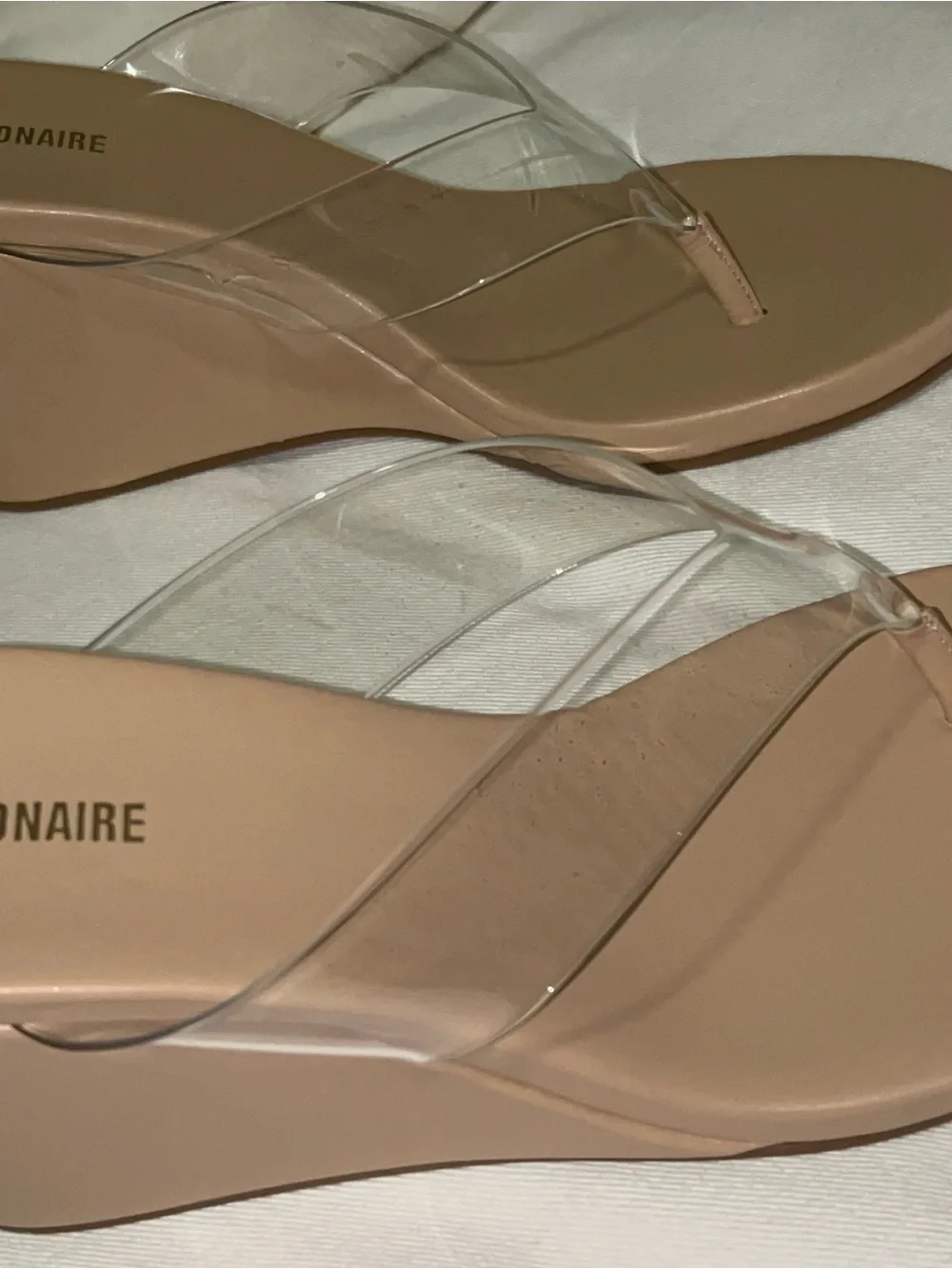 Cushionaire Women's Nude Clear Strap Platform Sandals